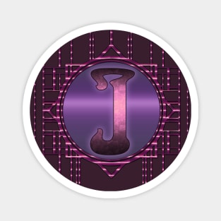 Purple Burlesque Glamour Vintage Letter J Monogram Magnet